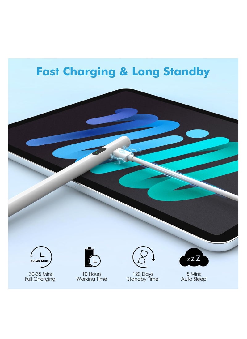 General - Stylus Pen for Touch Screen,Active Universal Stylus Pen Compatible with iPad/iPhone/Samsung and Other iOS/Android Smartphone and Tablet Devices Tablet Pen with Power Display, White - Image 1