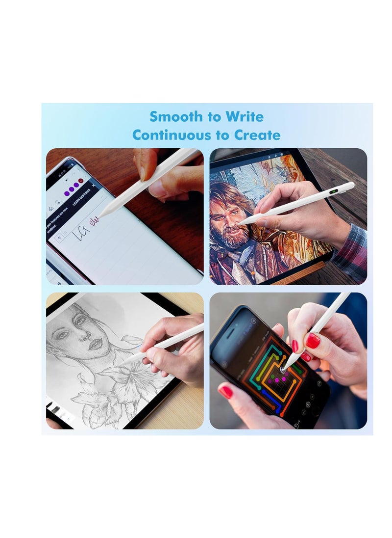 General - Stylus Pen for Touch Screen,Active Universal Stylus Pen Compatible with iPad/iPhone/Samsung and Other iOS/Android Smartphone and Tablet Devices Tablet Pen with Power Display, White - Image 1