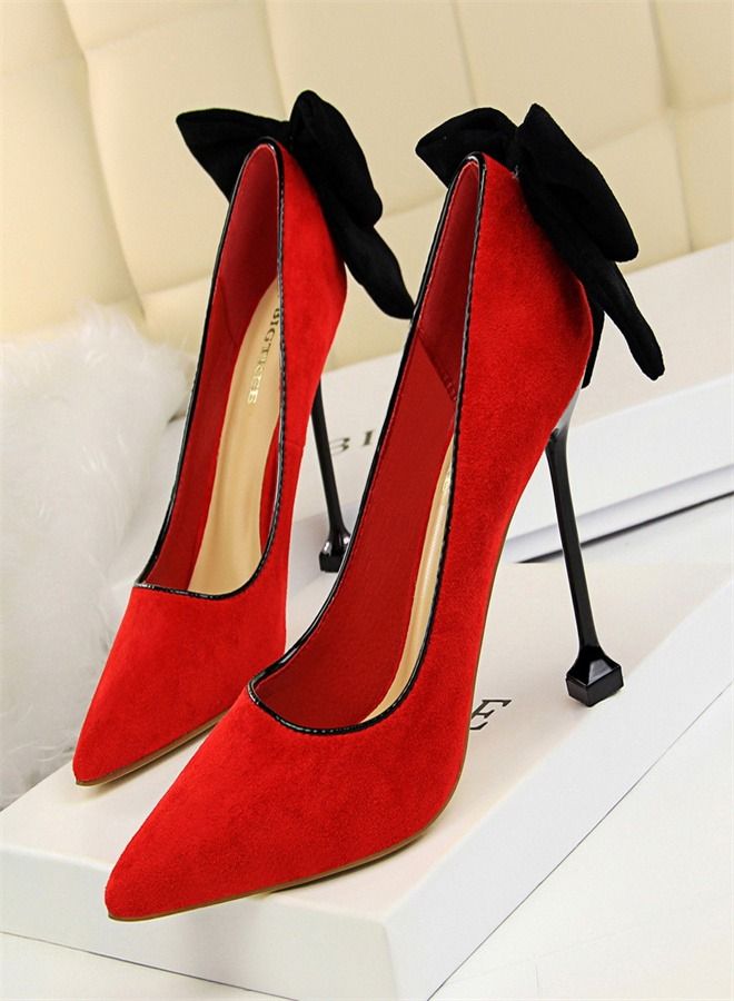 BIGTREE Fashion Pointed High Heels 9.5CM Red 