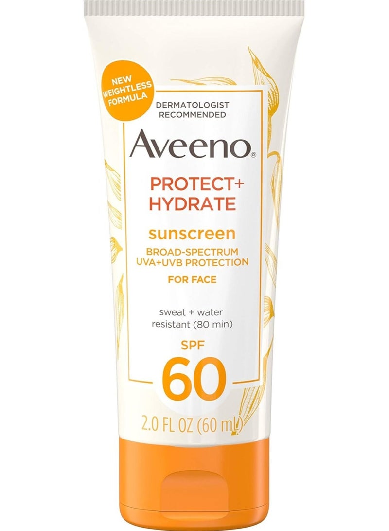 Aveeno Protect & Hydrate Moisturizing Face Sunscreen Lotion SPF 60, 2.0 FL OZ (60 mL) - Image 1