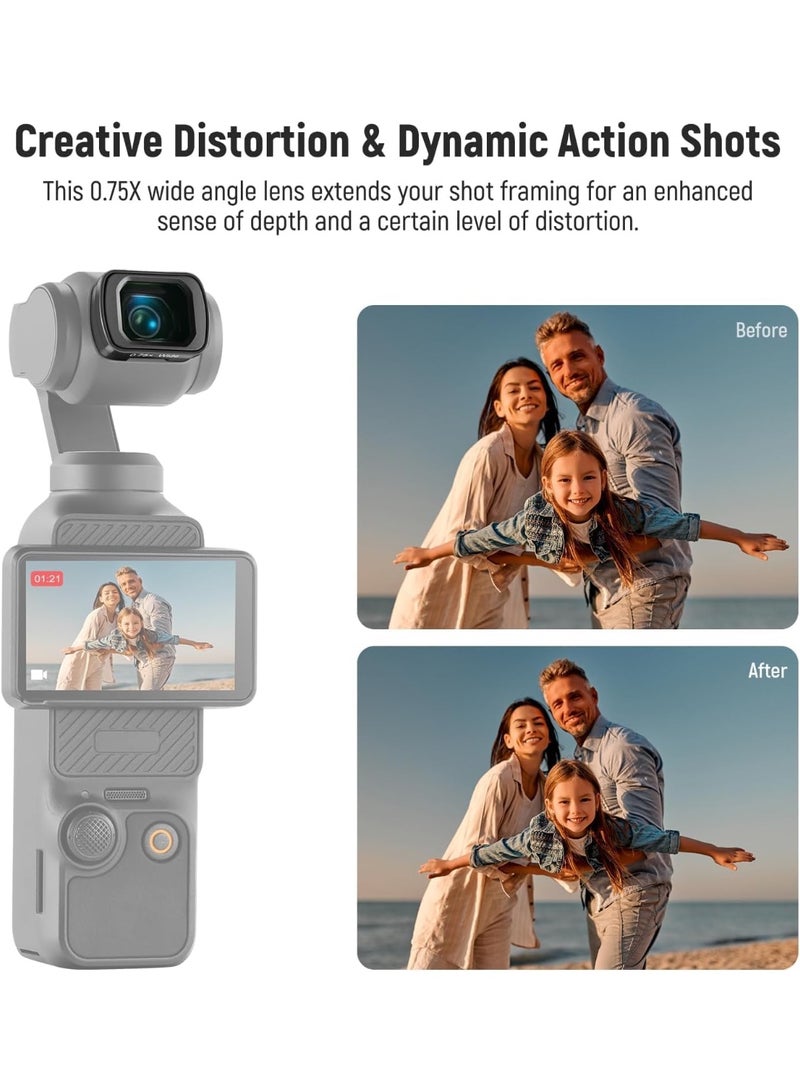 Neewer Filter Set with 0.75x Wide Angle Lens 108° FOV, Variable ND 2-32 CPL 1/4 Black Diffusion Filter Compatible with DJI Osmo Pocket 3 / Pocket 4 / Xtra Muse Accessories 0.75x Wide Angle Lens 108° FOV, Variable ND 2-32, CPL, 1/4 Black Diffusion Filter - Image 3