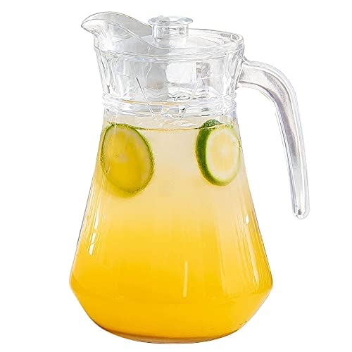PrimeWorld 1.3ltr Serving Glass Jug with Handle and Plastic Lid-Set of 2pieces | Drinking and Serving Beverages, Water, Iced Tea, Juice - Image 4