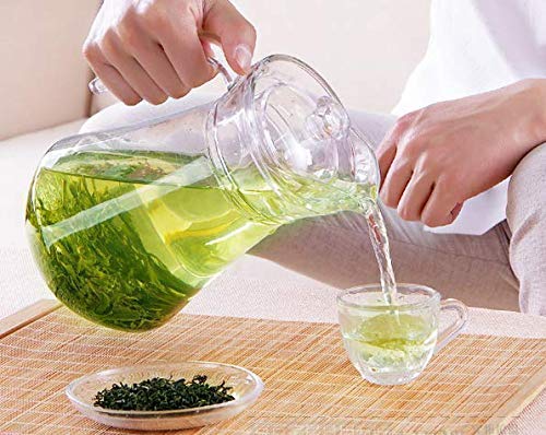 PrimeWorld 1.3ltr Serving Glass Jug with Handle and Plastic Lid-Set of 2pieces | Drinking and Serving Beverages, Water, Iced Tea, Juice - Image 2