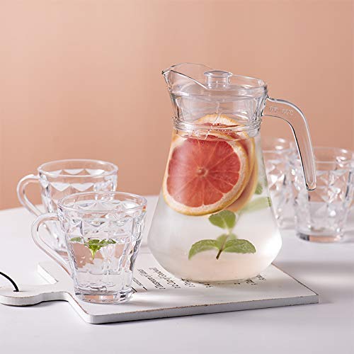 PrimeWorld 1.3ltr Serving Glass Jug with Handle and Plastic Lid-Set of 2pieces | Drinking and Serving Beverages, Water, Iced Tea, Juice - Image 5