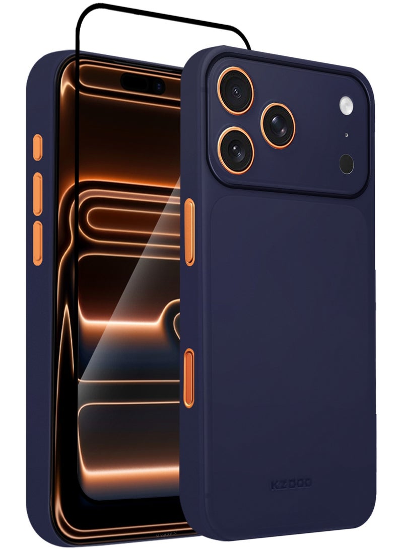 KZDOO 2 Packs Air Skin  Case Cover for Apple iPhone 17 Pro Max - Sturdy Back Cover - Durable Thin Case - Drop Protection Cover with 3D Screen Protector - Blue - Image 1