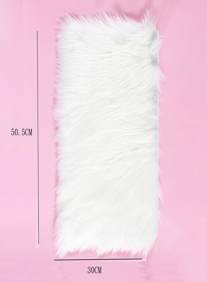 Luzen 1Pc Faux Fur Nail Mat Nail Art Hand Rest Mat Pad Rectangle Nail Enhancement Cushion Table Props Backgrounds Mat for Nail Art Display and Jewelry Shooting, White - Image 3