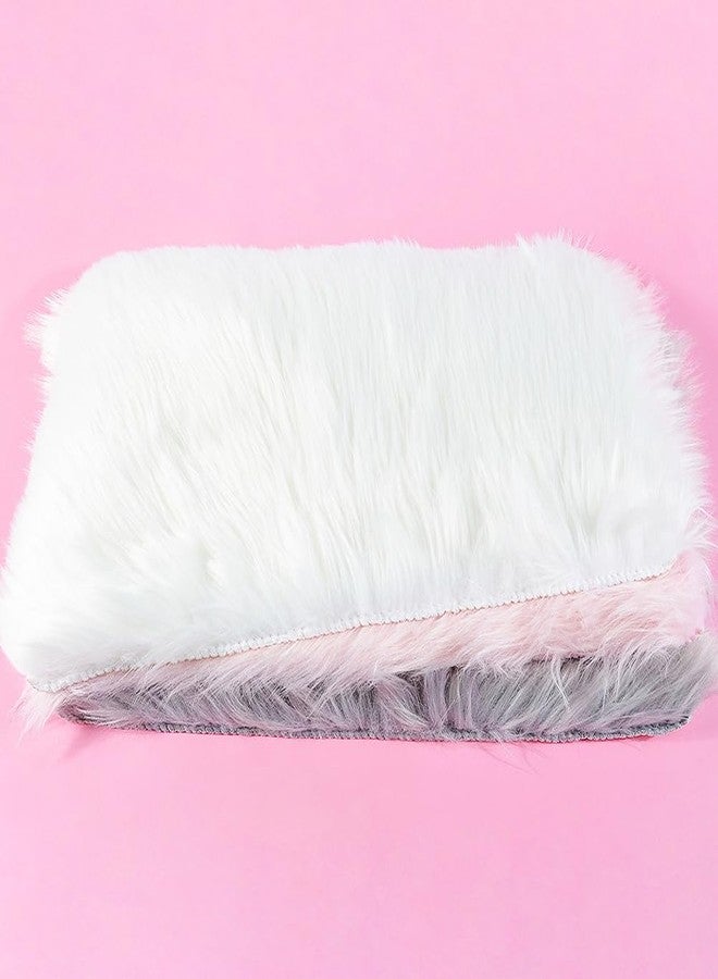 Luzen 1Pc Faux Fur Nail Mat Nail Art Hand Rest Mat Pad Rectangle Nail Enhancement Cushion Table Props Backgrounds Mat for Nail Art Display and Jewelry Shooting, White - Image 4