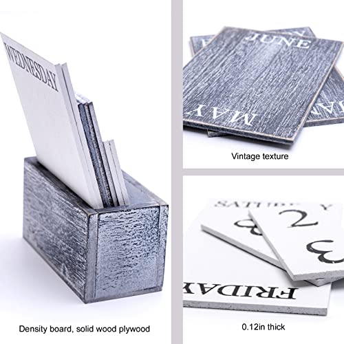 Notakia Perpetual Calendar Wooden Calendar Blocks Vintage Wood Block Calendar for Home Office Desk Accessories Week Month Date Display (Love you more) - Image 5