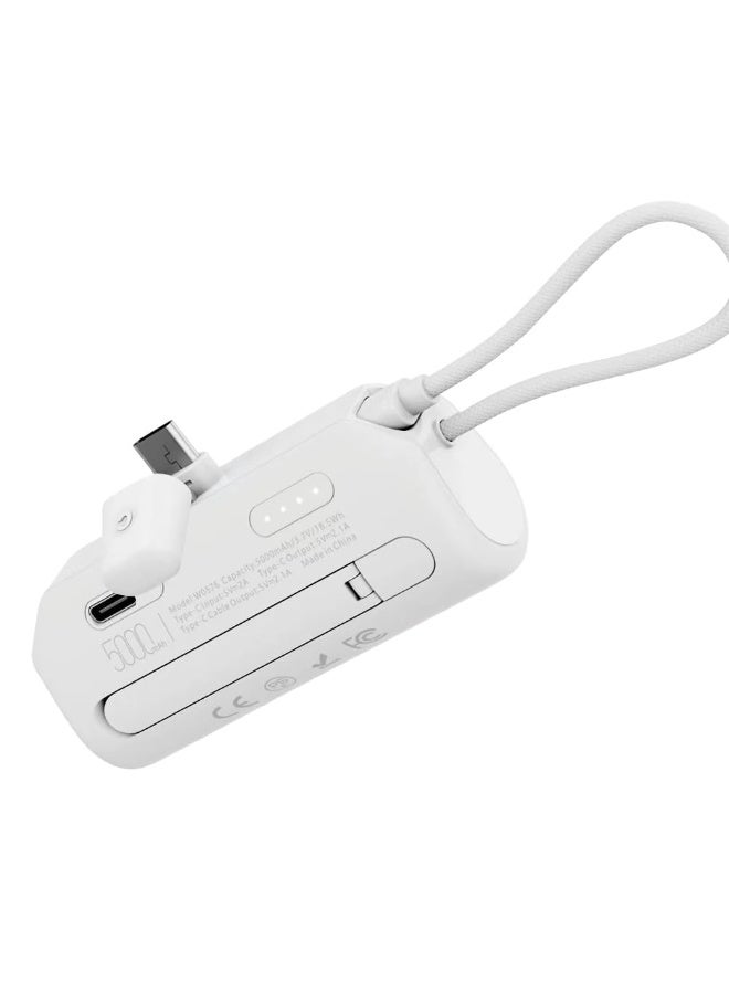 Merlin PD Powerstand Portable Power bank 5000mAh with 20W PD fast charging,Built-in Type-C pin & additional fast charging cables, Compatible with iOS & Android device (WHITE) - Image 2