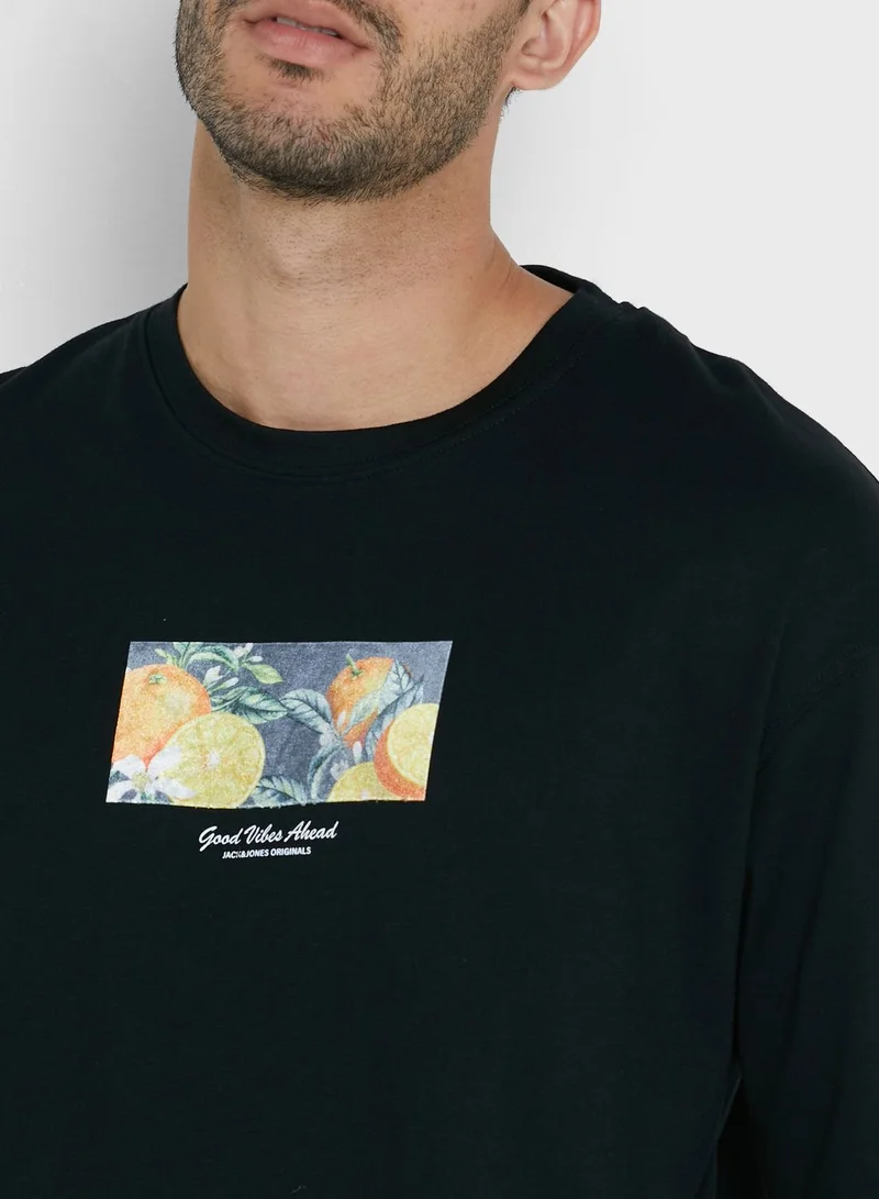 JACK & JONES Fruit Print Crew Neck T-Shirt