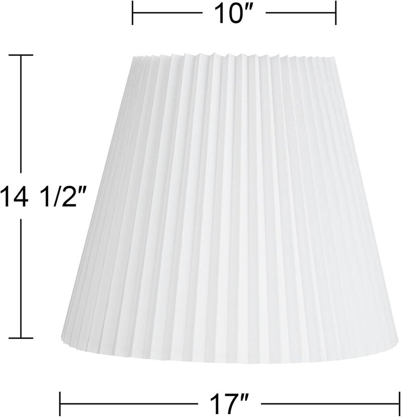 Springcrest Hardback Knife Pleated Empire Lamp Shade Brussels White Large 10" Top x 17" Bottom x 14.75" Slant x 14.5" High Spider with Replacement Harp and Finial - - Image 4