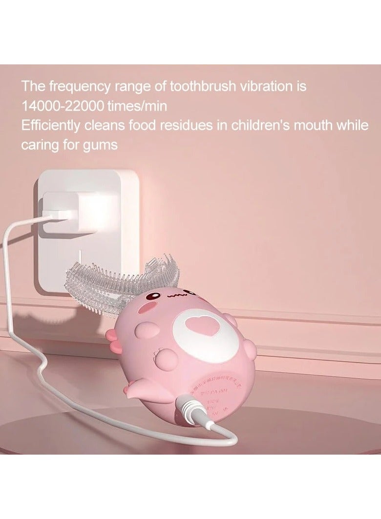 AROAQ U Shape Children's Electric Toothbrush 360 Degree Automatic Rechargeable Sonic Toothbrush Silicone Smart Cartoon Toothbrush - Image 4