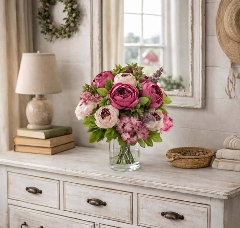 FiveSeasonStuff Vintage Artificial Peonies Silk Peony Flowers and Hydrangeas for Wedding Bridal Home DÃ©cor â€“ Beautiful Floral Centerpiece Arrangement Decoration with 2 Bouquets (Mixed Pink) - Image 3