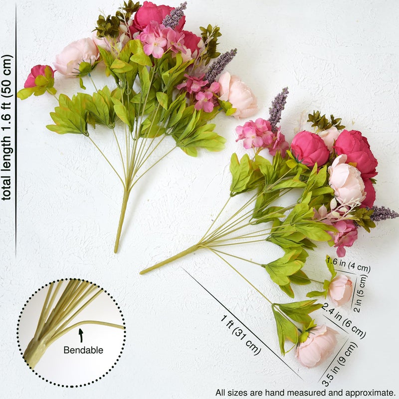 FiveSeasonStuff Vintage Artificial Peonies Silk Peony Flowers and Hydrangeas for Wedding Bridal Home DÃ©cor â€“ Beautiful Floral Centerpiece Arrangement Decoration with 2 Bouquets (Mixed Pink) - Image 5