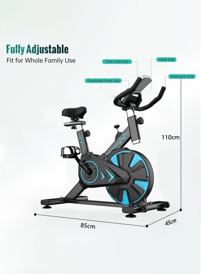 WALALLA Heavy-Duty Magnetic Exercise Bike 150kg Capacity - Silent Indoor Cycling Bike with LED Monitor & Phone Holder & Heart rate handle - Commercial-Grade Spin Bike for Home Gym , anti-collision, dust-proof and knee-friendly (Black) - Image 5