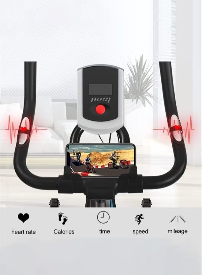 WALALLA Heavy-Duty Magnetic Exercise Bike 150kg Capacity - Silent Indoor Cycling Bike with LED Monitor & Phone Holder & Heart rate handle - Commercial-Grade Spin Bike for Home Gym , anti-collision, dust-proof and knee-friendly (Black) - Image 2