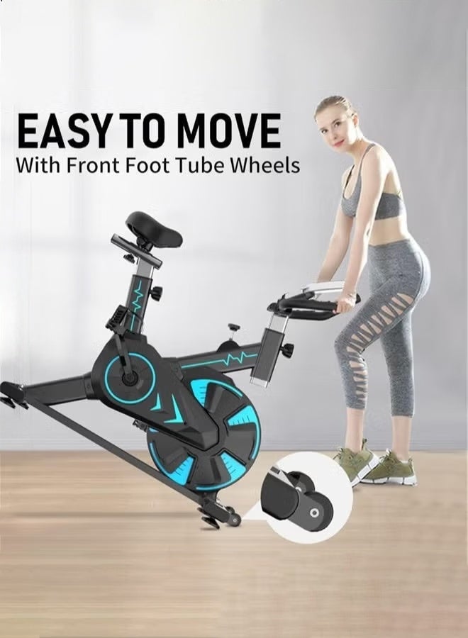 WALALLA Heavy-Duty Magnetic Exercise Bike 150kg Capacity - Silent Indoor Cycling Bike with LED Monitor & Phone Holder & Heart rate handle - Commercial-Grade Spin Bike for Home Gym , anti-collision, dust-proof and knee-friendly (Black) - Image 3