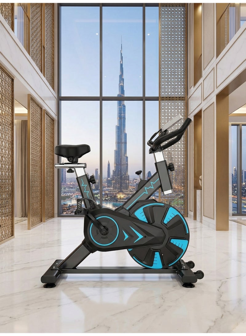 والالا دراجة تمارين مغناطيسية شديدة التحمل سعة 150 كجم - دراجة ركوب داخلية صامتة مع شاشة LED وحامل هاتف ومقبض معدل ضربات القلب - دراجة دوارة تجارية للصالة الرياضية المنزلية، مضادة للتصادم والغبار وصديقة للركبة (أسود) - Image 1