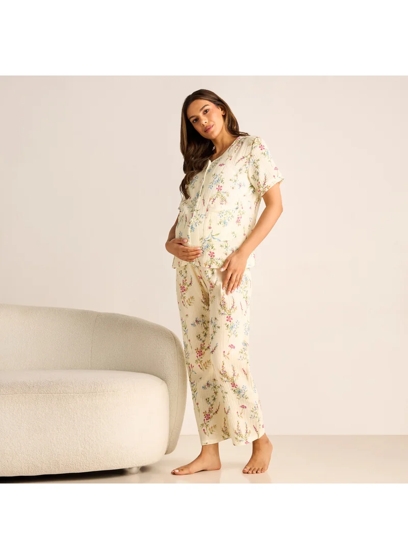سبلاش فيڤ Floral Print Maternity Top and Elasticated Pyjama Set