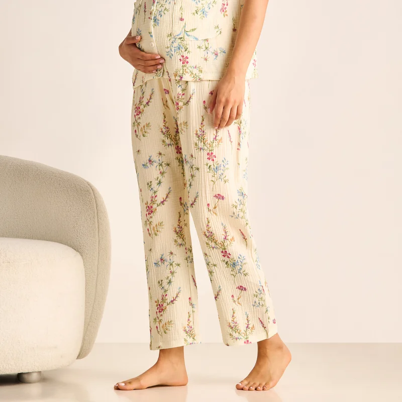 Splash FAV Floral Print Maternity Top and Elasticated Pyjama Set