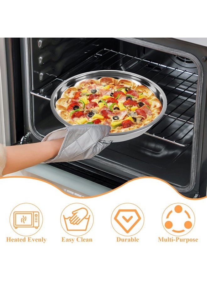 AKOLAFE 6 Pack Deep Dish Pizza Pan 12 Inch Stainless Steel Pizza Pan for Oven Large Pizza Plates Set Round Pizza Baking Sheet Metal Pizza Platter Personal Pizza Trays for Serving Cooking Grilling - Image 5