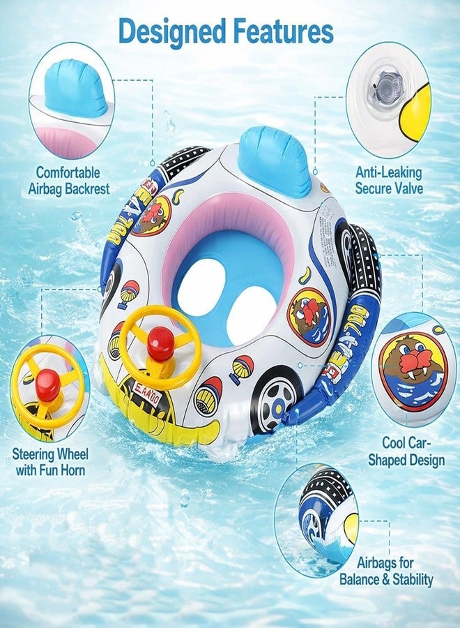 MUREN Kids Car Shape Swimming Tube Ring Air Blowing Inflatable Cartoon for Summers Holidays Vacations Pool Parties 2 6 Years Children Boy Girl Toddlers Birthday Present Returns Gift - Image 4