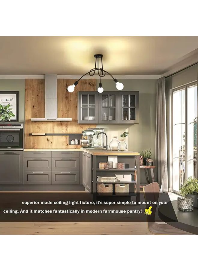 Black Satellite Ceiling Light Semi Flush Mount 3 Led E26 Socket - Image 4
