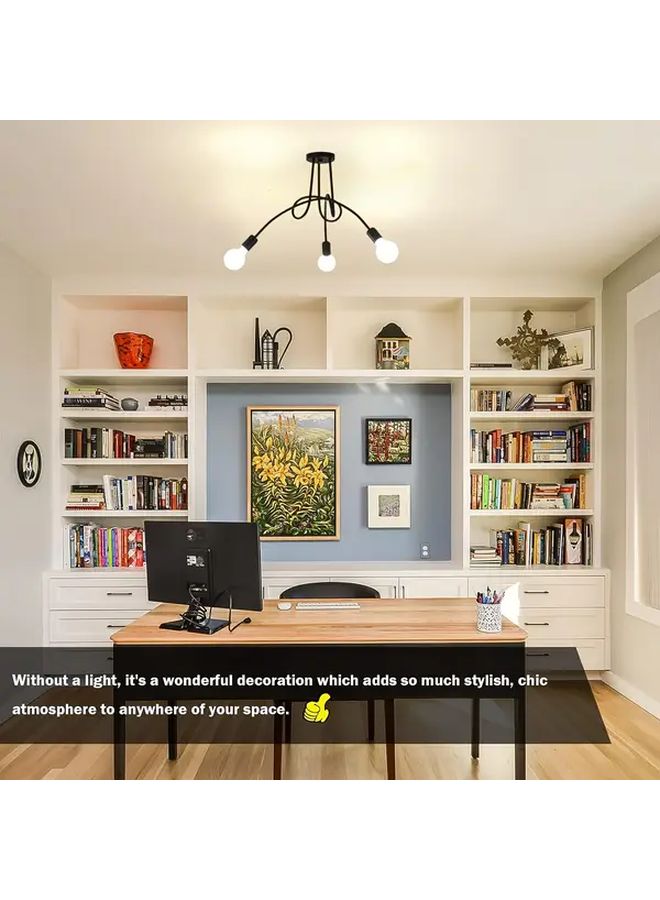 Black Satellite Ceiling Light Semi Flush Mount 3 Led E26 Socket - Image 1