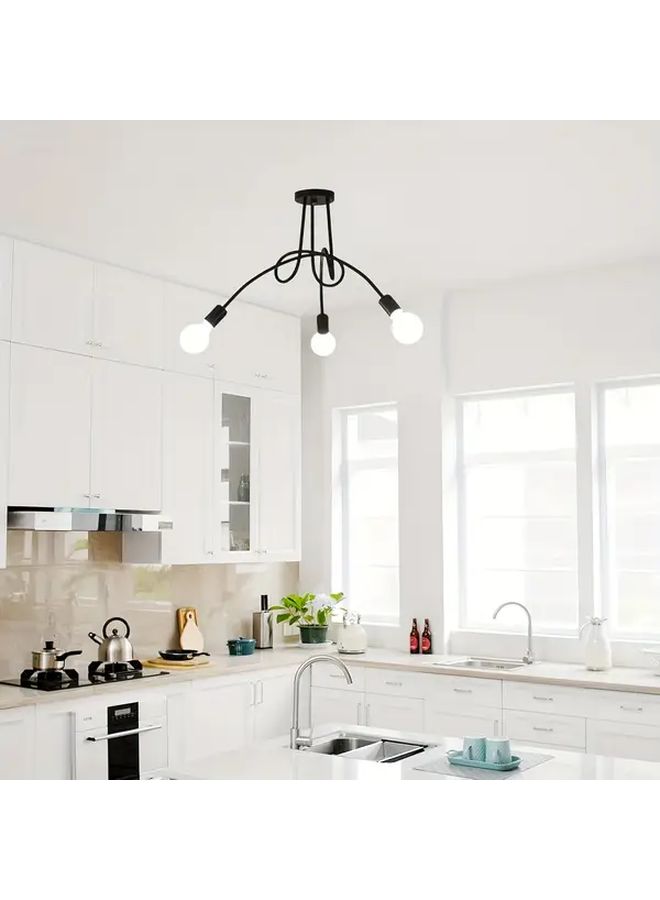 Black Satellite Ceiling Light Semi Flush Mount 3 Led E26 Socket - Image 2