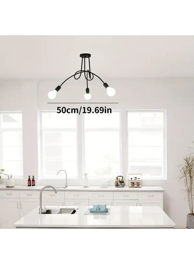 Black Satellite Ceiling Light Semi Flush Mount 3 Led E26 Socket - Image 3