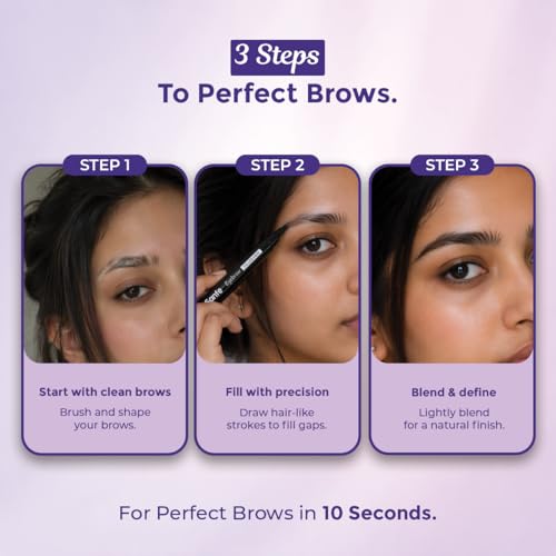 Sanfe Eyebrow Filler Pen | Perfect Eyebrow Enhancer, waterproof & smudge-proof | one swipe application with micro precision, natural & long-lasting finish | For Denser & Fuller Eyebrows | Black (Black, Pack Of 1) - Image 5