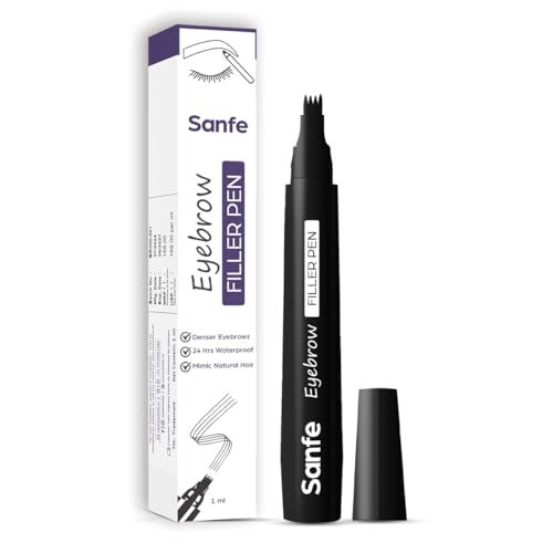 Sanfe Eyebrow Filler Pen | Perfect Eyebrow Enhancer, waterproof & smudge-proof | one swipe application with micro precision, natural & long-lasting finish | For Denser & Fuller Eyebrows | Black (Black, Pack Of 1) - Image 1