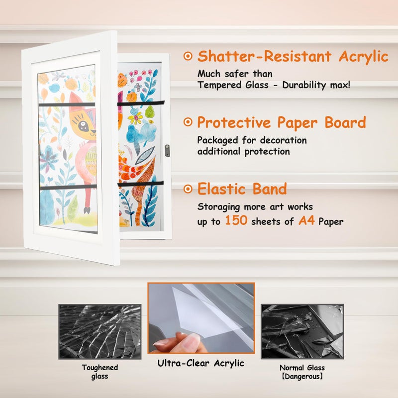 cratth [2-Pack] Kids Artwork Frames Changeable, 8.5 x 11-IN Frames for Kids Artwork, Front Opening Picture Frames, Home Decor, Up to 150 Pcs of Kids Art Frame, Craft Storage, Hanging Wall Decor, Art - Image 5