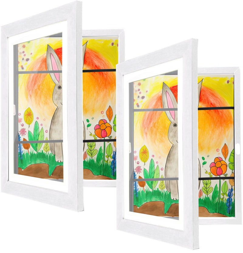 cratth [2-Pack] Kids Artwork Frames Changeable, 8.5 x 11-IN Frames for Kids Artwork, Front Opening Picture Frames, Home Decor, Up to 150 Pcs of Kids Art Frame, Craft Storage, Hanging Wall Decor, Art - Image 1