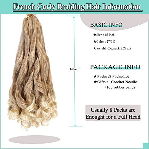 Flagship Ombre Blonde French Curl Braiding Hair 8packs 16inch 27613 Color Pre Stretched Curly Ombre Braiding Hair for Goddess Box Braids Hair Bounce Curl Loose Wave Crochet Braids for Black Women - Image 3