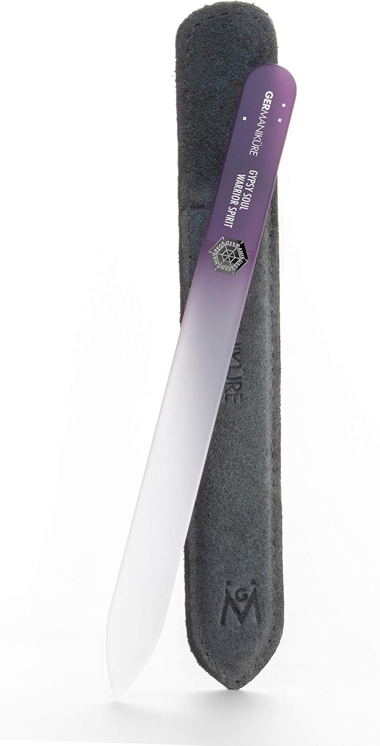 GERMANIKURE Glass Nail File in Suede Sleeve - Gypsy Soul Warrior Spirit - Professional Crystal Nail File for Natural Nails - Ideal Manicure & Pedicure Tool for Smooth, Easy Shaping - Nail Care Gift Multi-demand compliant quality - Image 1