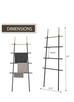 Generic Metal and Wood Blanket Ladder – 5-Tier Freestanding Decorative Rack for Towels and Throws – Modern Storage for Bathroom or Bedroom  - Image 3