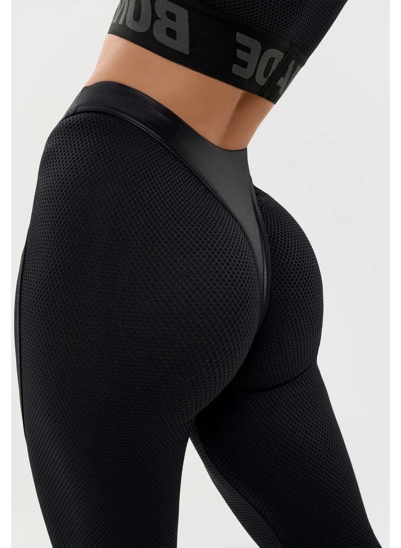 بونا فيدي بونا فايد ليجنز (طماق) نسائي فاخر بخصر على شكل V لنحت القوام - بنطال جيم بضغط وتنحيف البطن - ملابس رياضية احترافية لليوغا مقاومة للقرفصاء - أسود داكن