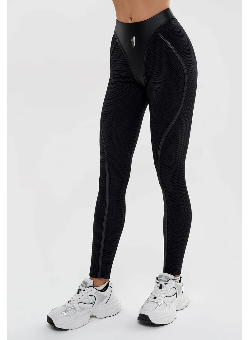 Bona Fide Bona Fide Premium V-Waist Sculpting Leggings for Women - High-Waisted Tummy Control Gym Tights - Professional Squat-Proof Workout Yoga Pants - Deep Black