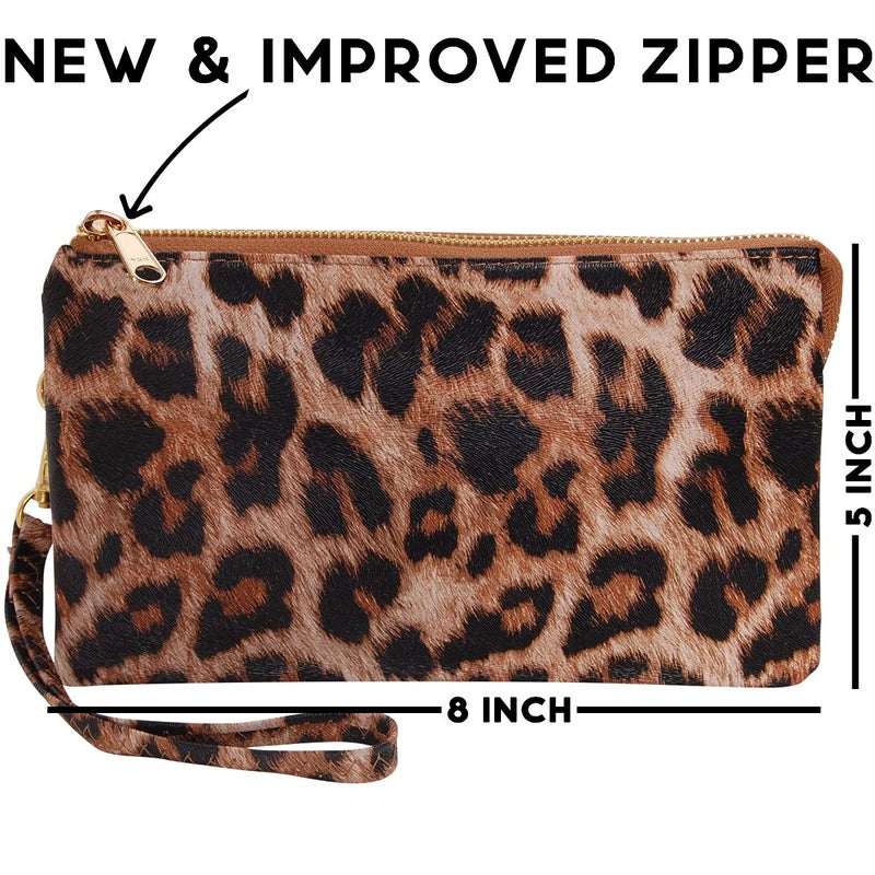Humble Chic NY حقيبة هومبل شيك نيويورك بنقشة الفهد - حقائب كروس بودي صغيرة للنساء، حقيبة كروس بودي صغيرة، حقائب معصم بنقشة حيوانية بنية للنساء، محفظة كلاش كاجوال أنيقة مع حزام معصم - Image 4