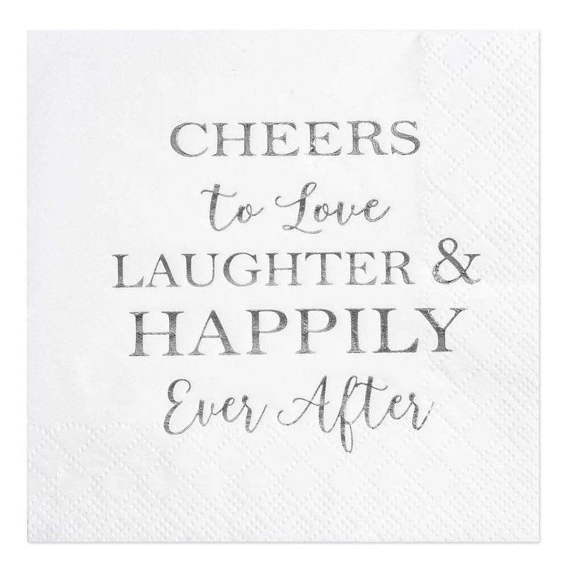 Crisky Bridal Shower Silver Napkins Disposable Silver Cocktail Beverage Dessert Napkins for Wedding Shower Engagement Party Decorations 100 Pcs 3Ply