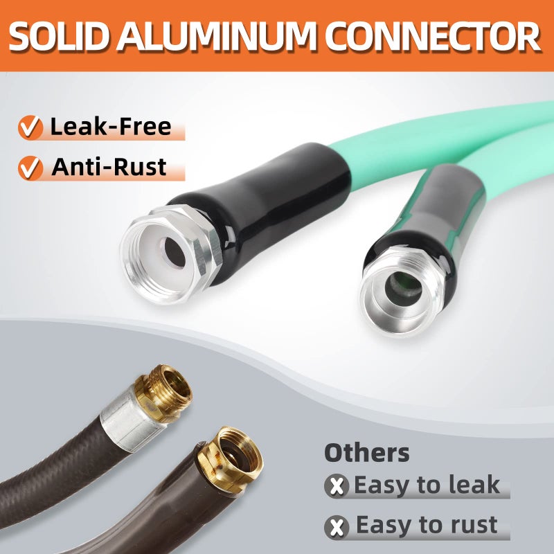 OULEME 25ft Premium RV Fresh Drinking Water Hose with Storage Bag, 5/8" For Travel Trailer Camper and Marine, Lead BPA Phthalate Free Green Garden Hose, Anti-Kink, Flexible - Image 3