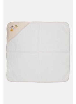 Rabbit + Bear Toddlers Boy Hooded Towel, Cream  - Image 3