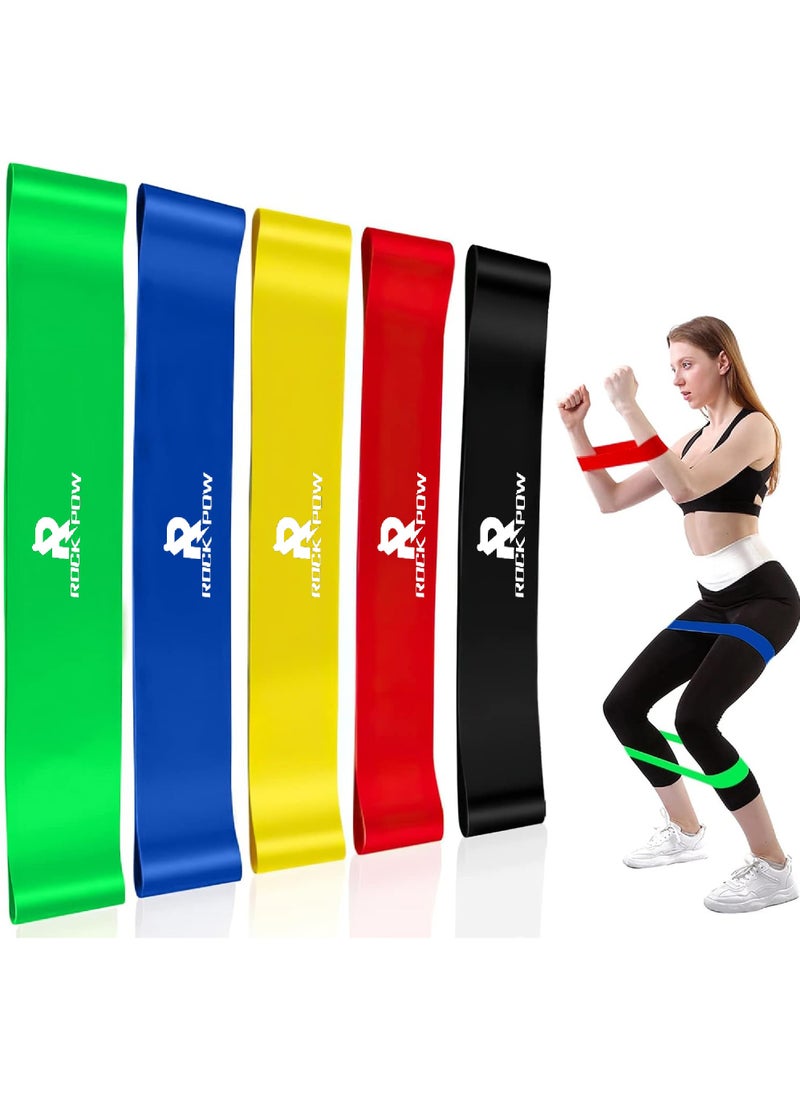 Rock Pow Resistance Bands Set for Men and Women, Pack of 5 Different Levels Elastic Band for Home Gym Long Exercise Workout – Great Fitness Equipment for Training, Yoga  - Image 1
