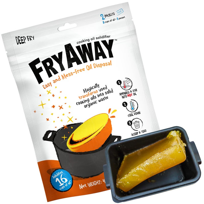 FryAway Cooking Oil Solidifier VegetableCanola Oil Hardener for Easy Disposal Natural Oils Solidifies Grease Solidifying Powder Waste Solution As Seen on Shark Tank Deep Fry Up to 1 Gallon