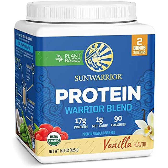 Sunwarrior Organic Plant Based Protein Powder | Vegan Organic Protein Powder Vanilla Flavored with BCAA Amino Acids & Hemp Seed Pea Blend | Non-GMO Soy Dairy Filler & Gluten Free (Vanilla, 17 Servings) - Image 1