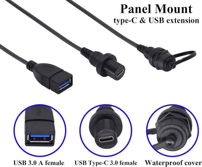 zdyCGTime USB 3.0 & USB C 3.0 Waterproof Car Cable Extension (30cm) - Image 3