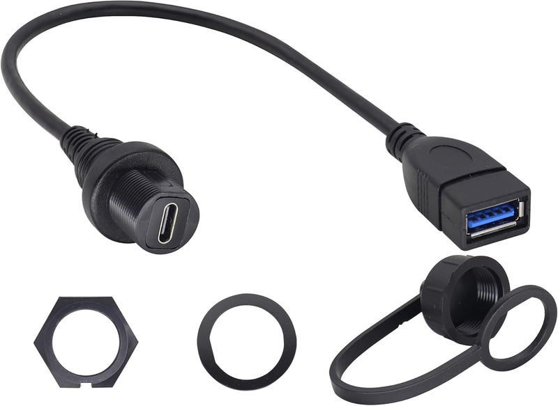 zdyCGTime USB 3.0 & USB C 3.0 Waterproof Car Cable Extension (30cm) - Image 1