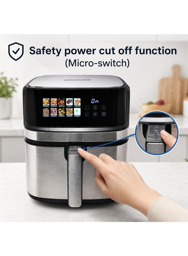 uniGENERAL Large Capacity Air Fryer 8L, 1700W, 80-200°C Adjustable Temperature, 60-Minute Timer, Metal Inner Cavity, Safety Power Cut-Off, 2-Year Warranty, Silver - Image 5