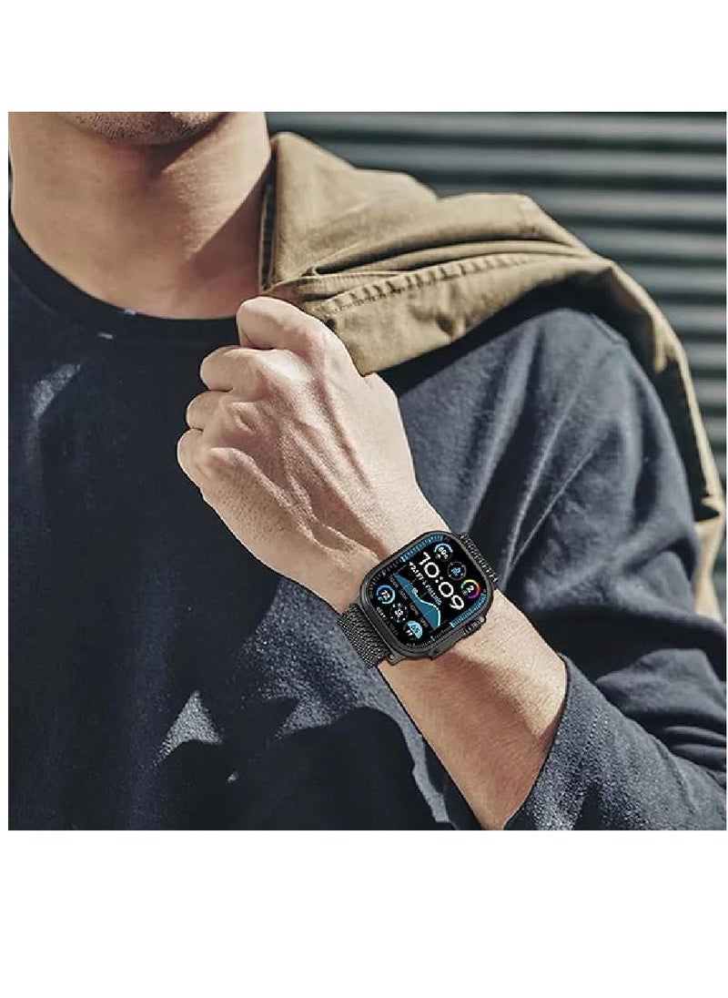 ZOOMEE - Milanese Loop Compatible with Apple Watch Bands 49mm 46mm 45mm 44mm 42mm for Men Women, Stainless Steel Mesh Loop with Parachute-style Buckle for iWatch Ultra 2 Series 10 9 8 7 6 SE 5 4 3 - Image 1